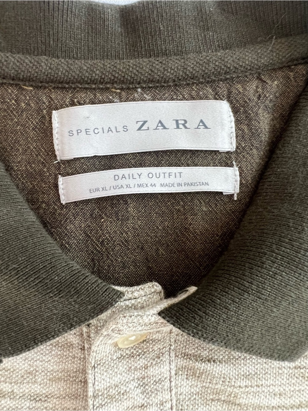 Zara Two-Tone Olive & Beige Men’s Polo Shirt - Picture 5 of 5